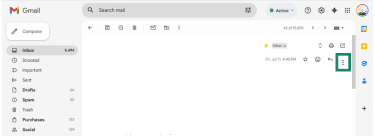 The Gmail web interface is open and the 3 dots are selected.