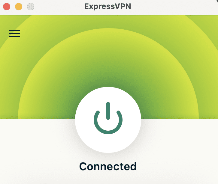 screenshot of connect button in ExpressVPN client