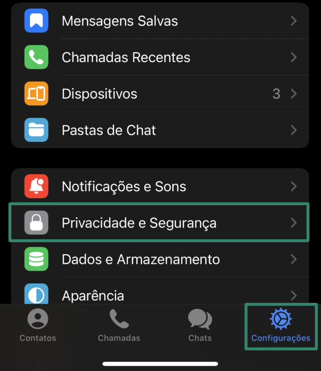 The iOS Privacy and Security settings.