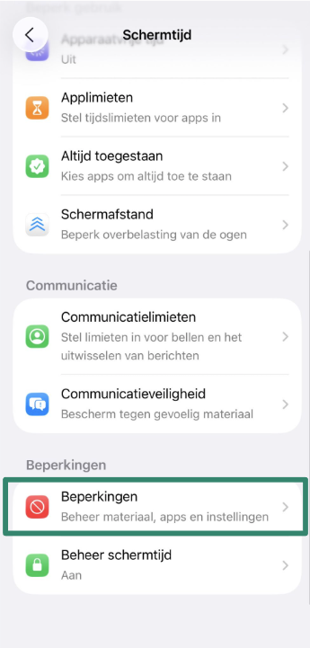 Content & Privacy Restrictions screen on iPhone.