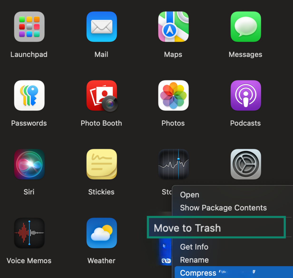 Removing an unwanted app on Mac.