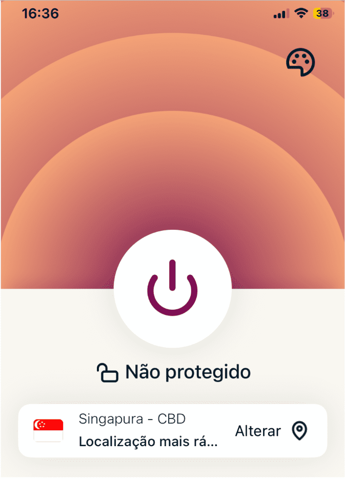 A screenshot of the ExpressVPN app, showing that the VPN connection has been disabled.