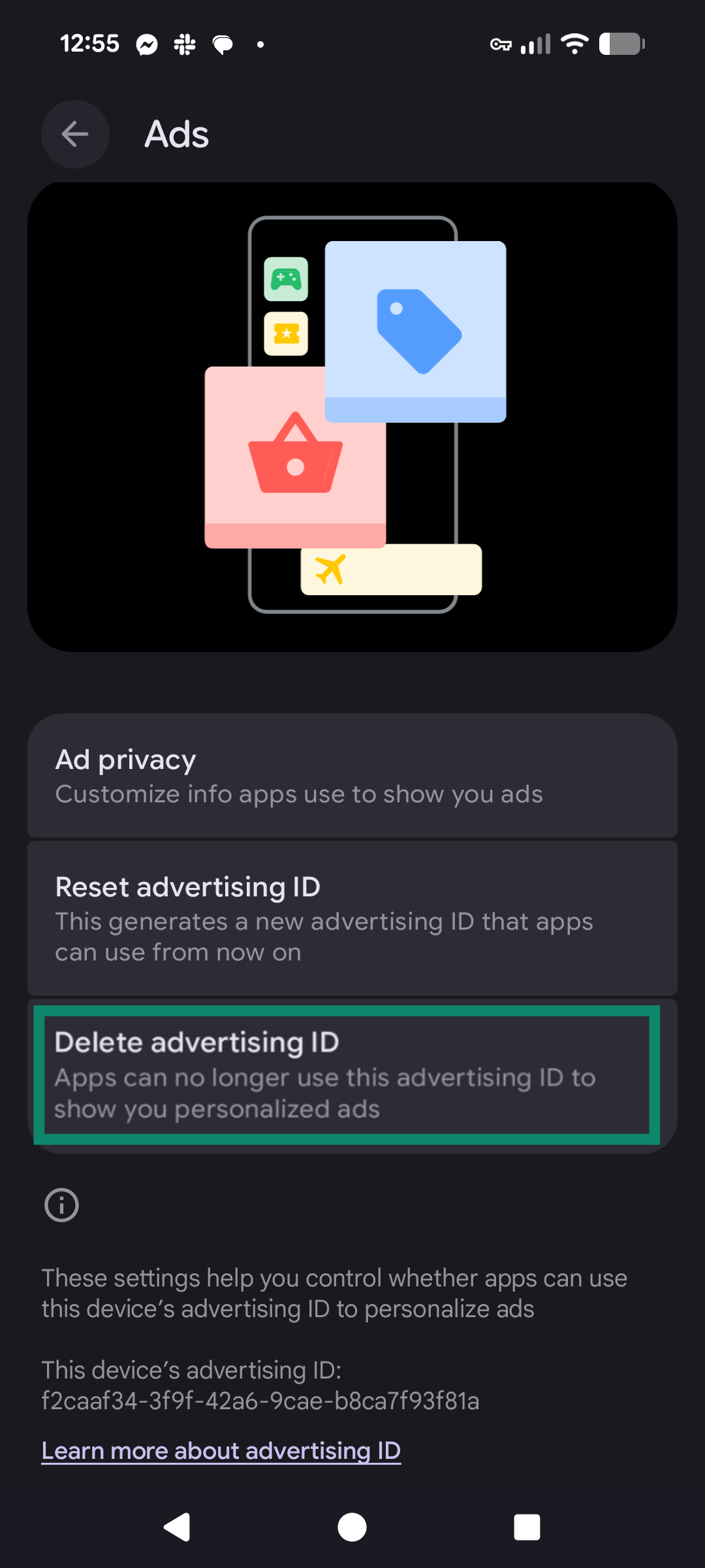 Delete your advertising ID.