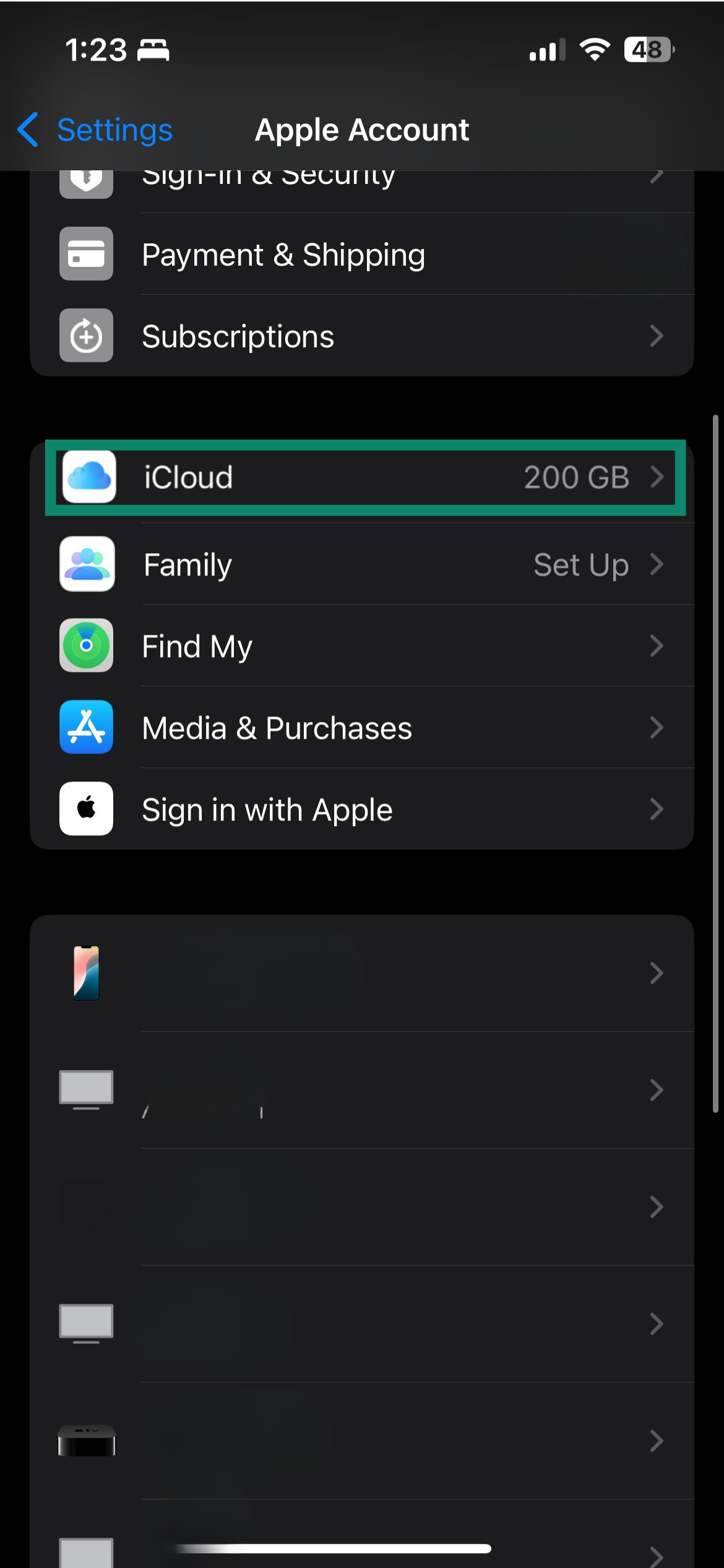 Scroll down and tap iCloud.