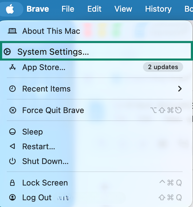 macOS quick menu.