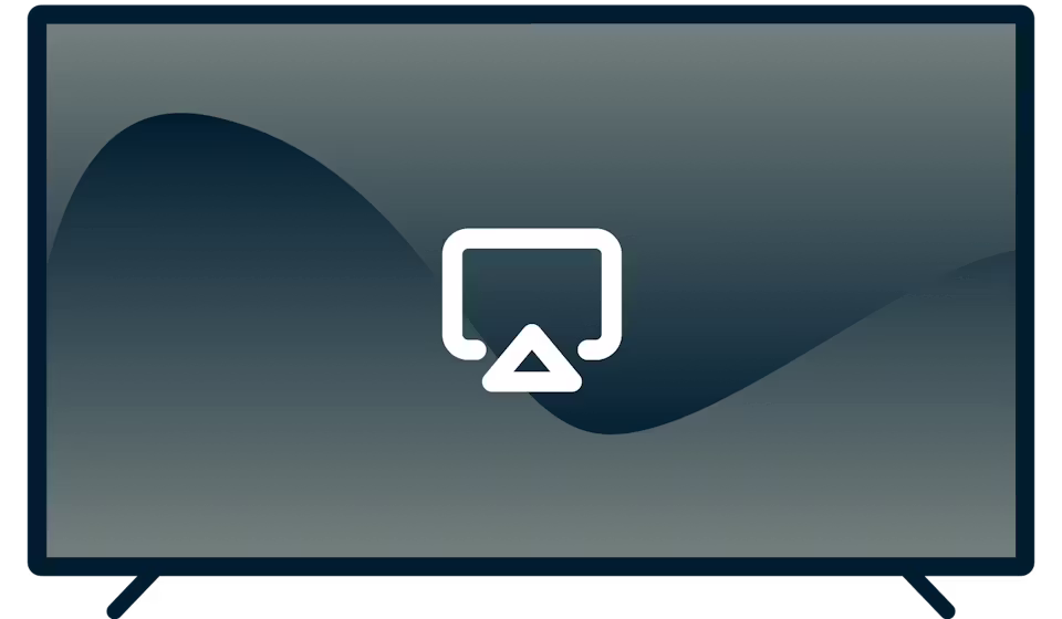 Logotipo de AirPlay en un televisor.