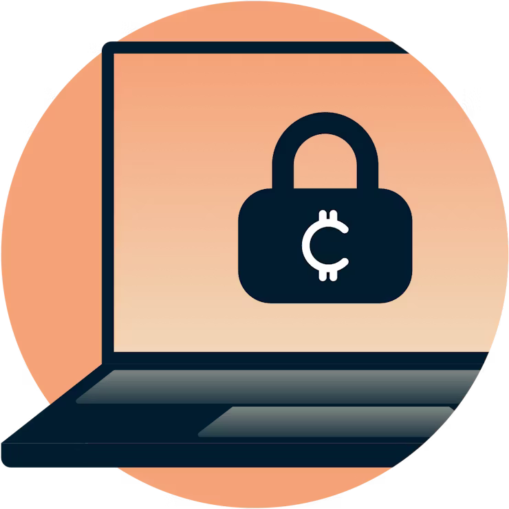 Lucchetto di criptovaluta sullo schermo del laptop.