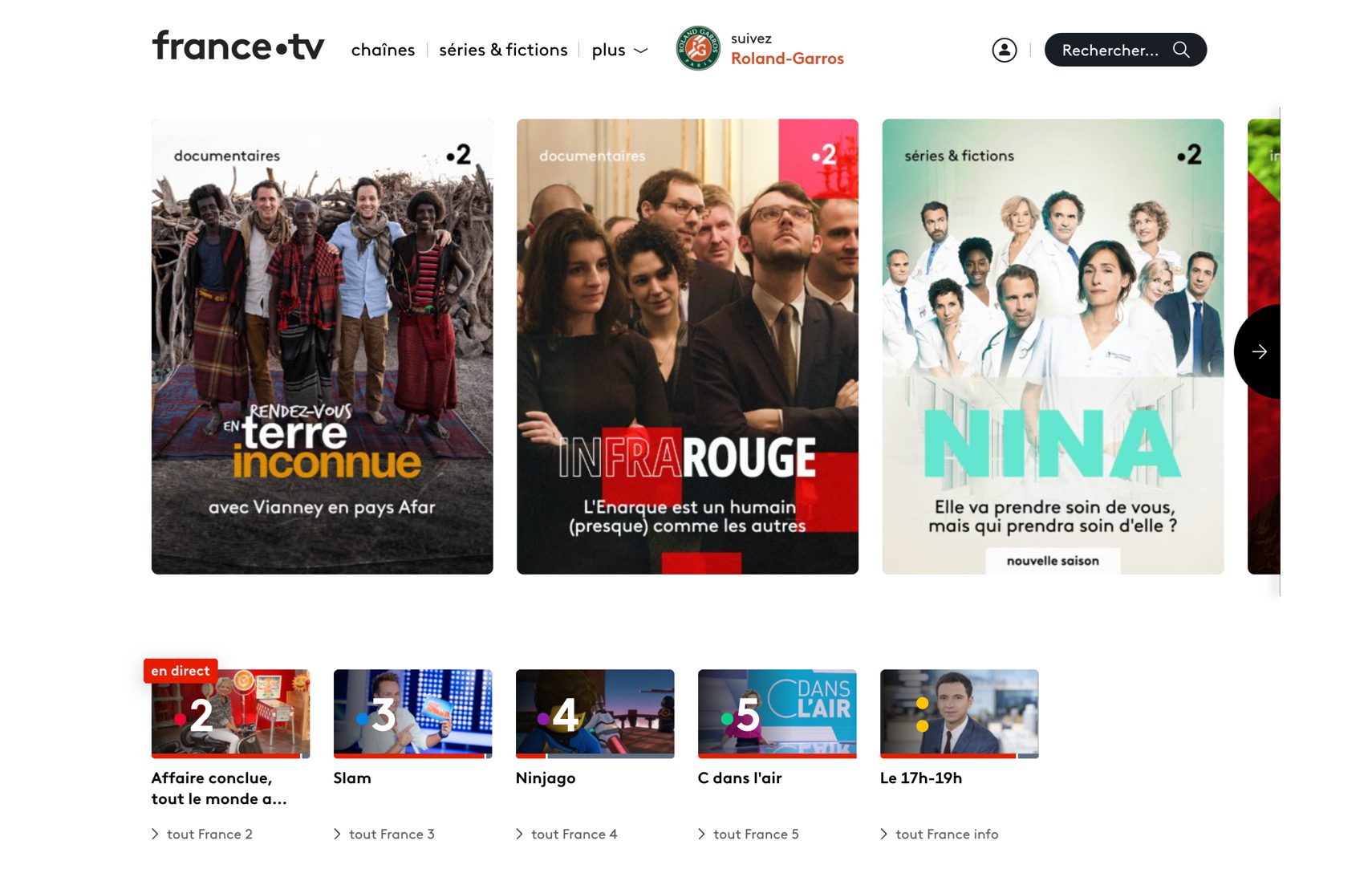 France TV sur l'écran d'un ordinateur de bureau