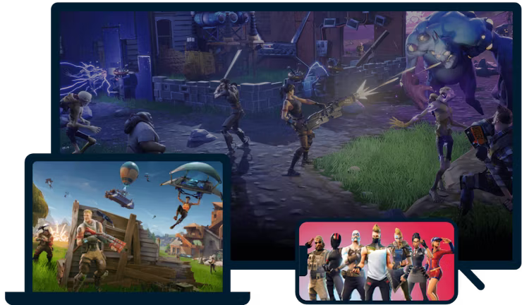 Fortnite på en række forskellige enheder.