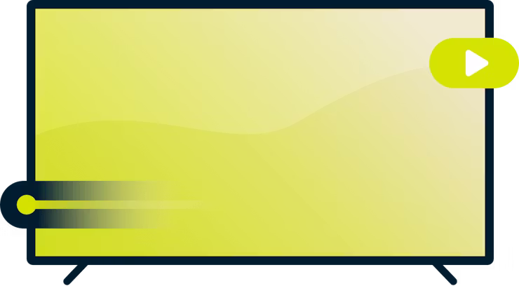 VPNでより良いゲームを：プログレスバーとプレイボタンを備えたテレビ。