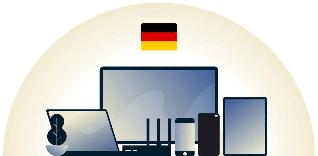 VPN de Alemania que protege una variedad de dispositivos.