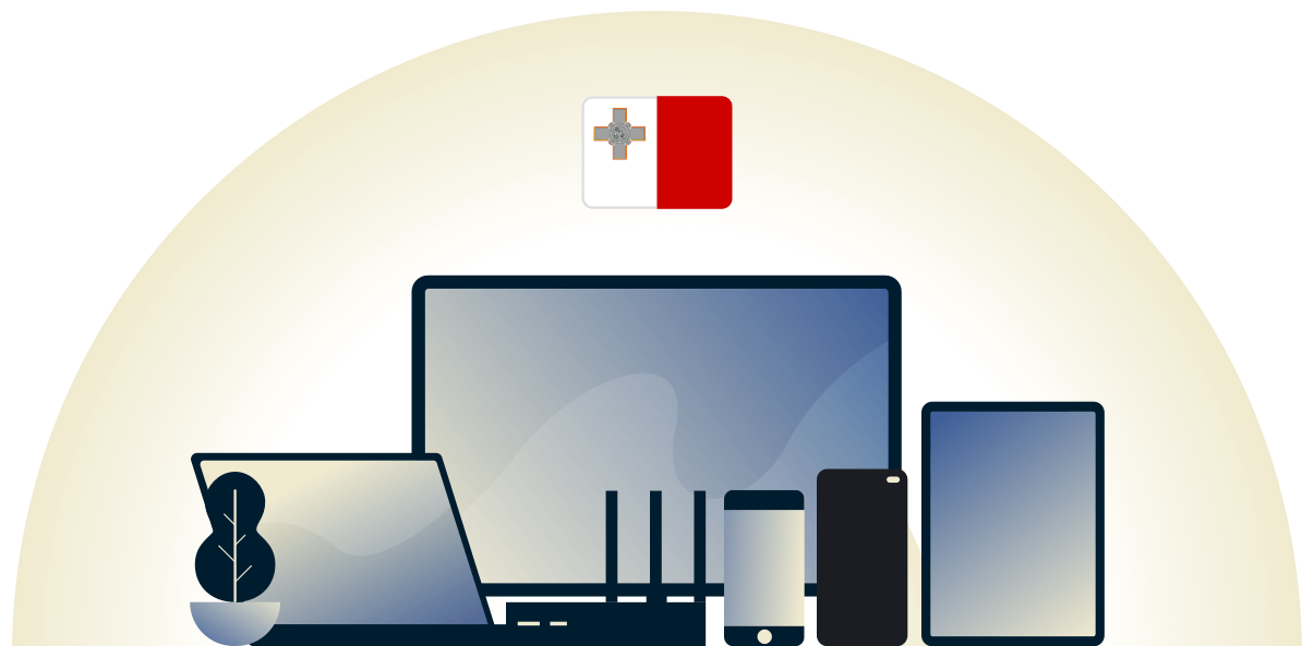 Çeşitli cihazları koruyan Malta VPN.