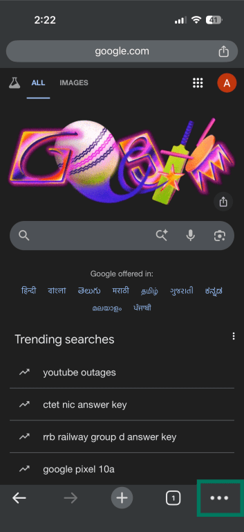 Chrome browser with three dot menu highlighted.