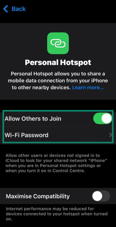 Allow Others to Join toggled on, on iOS.